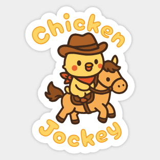 Chicken Jockey Cute Kawaii Cowboy Chicken Riding a Pony Sticker